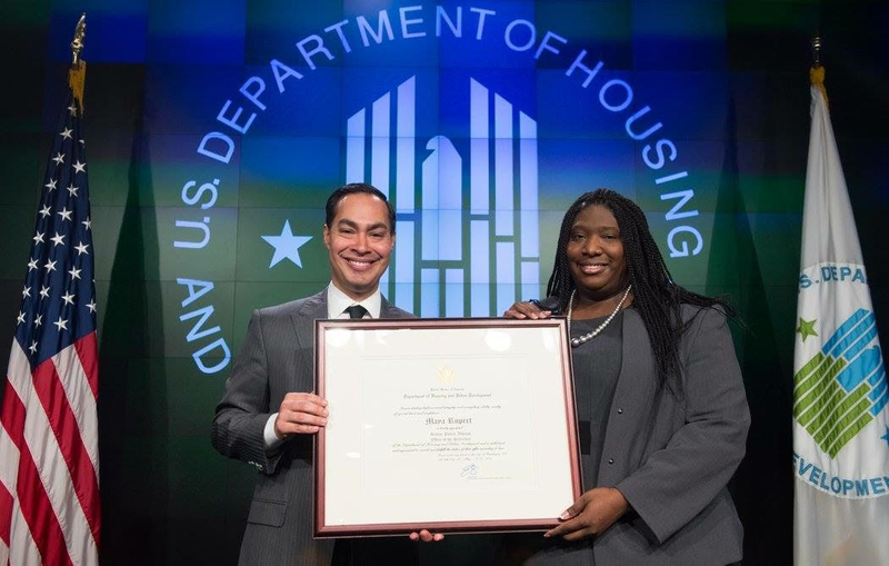 Former HUD Secretary Julian Castro with Maya Rupert, his senior adviser, at HUD in 2016.
